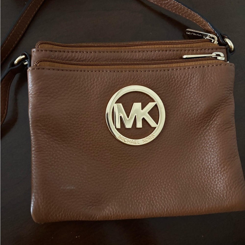 Michael Kors Tan Crossbody Bag with Gold Accents